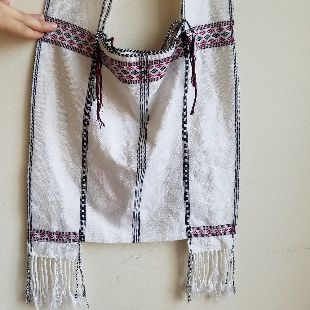 Embroidered Fringe Fabric Crossbody Bag - Boho
